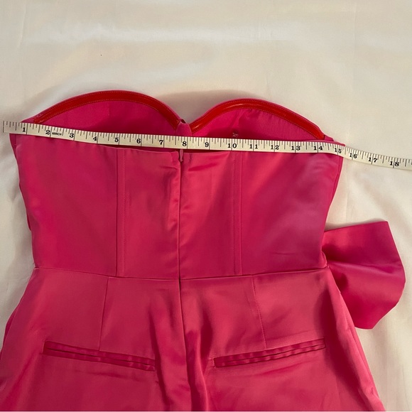 Hot pink strapless sweetheart neckline bow on side jumpsuit - Picture 9 of 13